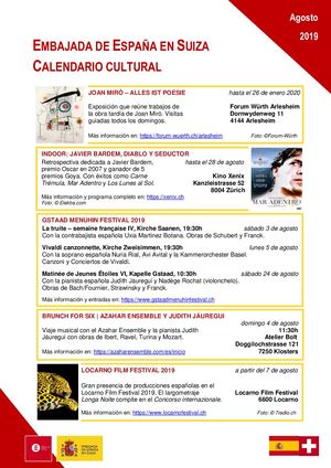 Calendario Cultural Agosto