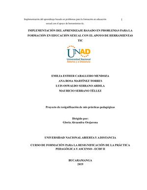 PROPUESTA IMPLEMENTACION DEL ABP PARA LA FORMACION EN EDUCACION SEXUAL USANDO TIC
