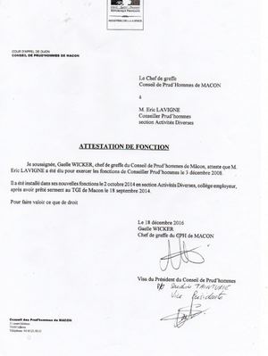 Attestation Fonction Prud'homme