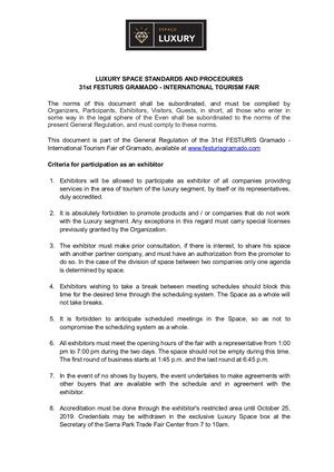 Luxury Space Standards And Procedures