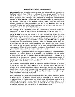 Procedimiento Analítico Y Sistemático Resumen