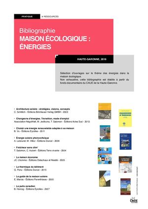 Bibliographie - Maison écologique : énergies