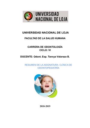 Resumen Clínica De Odontopediatría