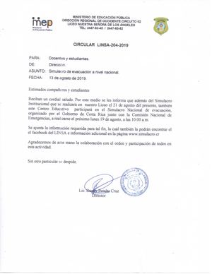 Simulacro De Evacuación A Nivel Nacional