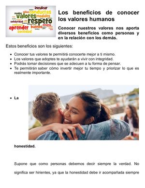 Los Beneficios De Los Valores Humanos