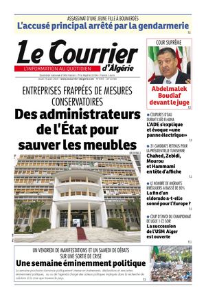 Le Courrier d'Algérie du jeudi 15 août 2019