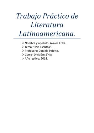 Trabajo Práctico De Literatura Latinoamericana