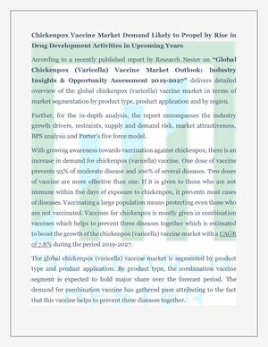 Chickenpox Vaccine Market Demand Analysis & Forecast