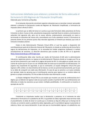 Instructivo Para Llenar Formulario D 105