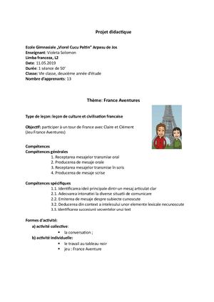 Plan De Lectie 6 Francaventure