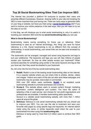 Top 20 Social Bookmarking Sites