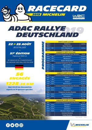 MICHELIN WRC - Racecard - 2019 ADAC Rallye Deutschland (FR)