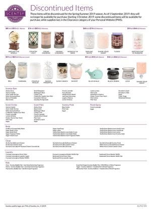 Scentsy Australia & New Zealand Discontinued List
