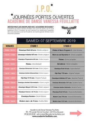 J.P.O. 2019 - Programme des cours - Journées Portes Ouvertes