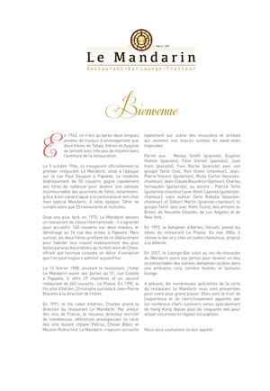 Menu Du Restaurant Le Mandarin 2020