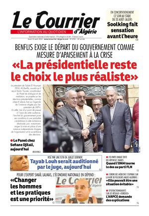 Le Courrier d'Algérie du jeudi 22 août 2019