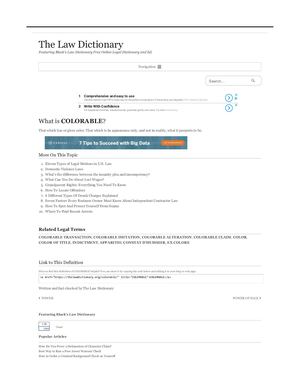 LEGAL DEFINITION OF:  COLORABLE ;  BLACKS LAW DICTIONARY 2ND EDITION