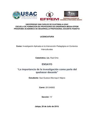 Ensayo 2019 Investigación Aplicada