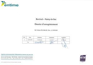 Dossier d'enregistrement ICPE de la société Revival