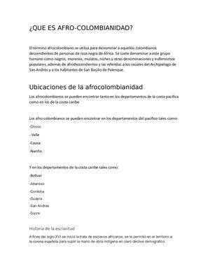 Que Es Afrocolombianidad