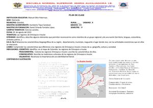 Plan de clase de la Región Orinoquia E Insular