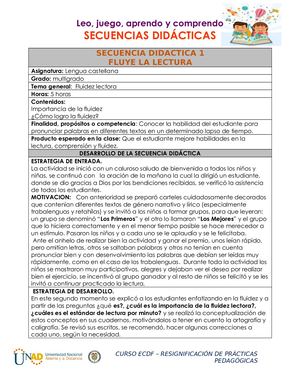 Secuencia Didáctica 1 Fluye la lectura