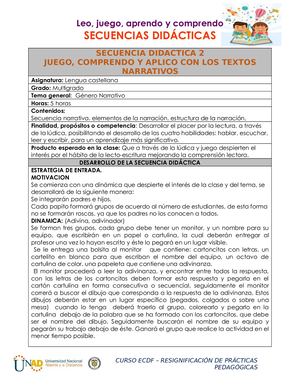 Secuencia Didactica 2 Juego, Comprendo Y Aplico