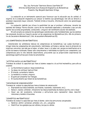 Informe De Resultados Prueba Diagnostica