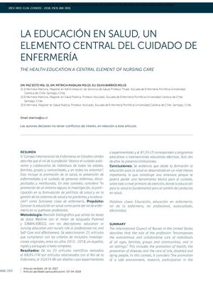 La Educación En Salud, Un Elemento Central En El Cuidado De La Enfermería