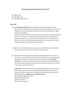 Generalidades De Materiales Del Futuro