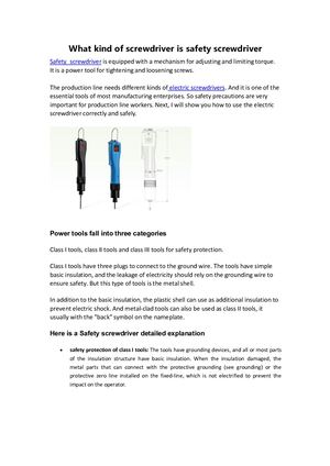 What Kind Of Screwdriver Is Safety Screwdriver