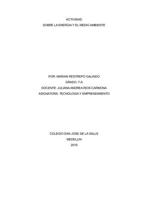 Actividad Energia Y Medio Ambiente Marian R