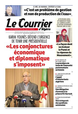 Le Courrier d'Algérie du jeudi 29 août 2019