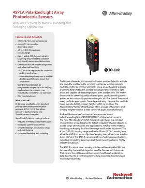 45PLA Polarized Light Array Photoelectric Sensors Product Profile