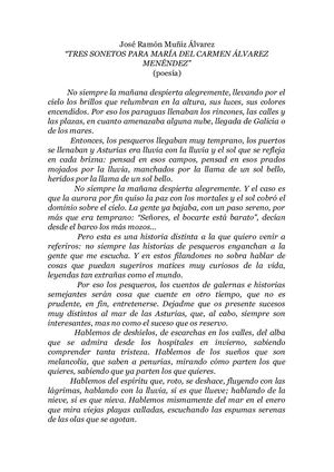 Tres Sonetos Para María Del Carmen ÁLvarez Menéndez