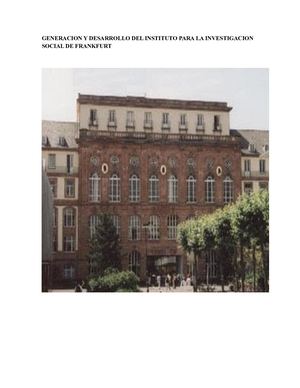 Cartilla Generación y desarrollo del instituto para la investigación social de Frankfurt