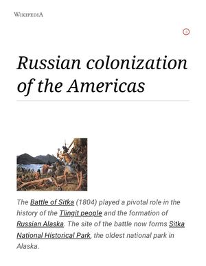 RUSSIAN COLONIZATION OF; THE AMERICA'S