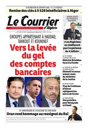 Le Courrier d'Algérie du lundi 2 septembre 2019
