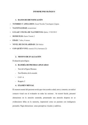 Informe Psicológico