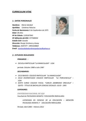 Curriculo Sole Actualizado