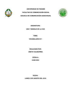 Vocabulario N°1 De Uso Y Manejo De La Voz