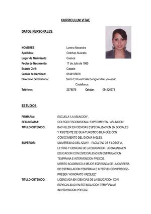 CV  Lorena Ordoñez