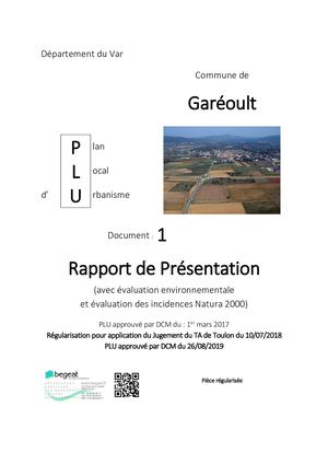 01 Rapport De Présentation PLU Garéoult