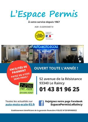 Brochure L'Espace Permis Le Raincy Juillet 2019