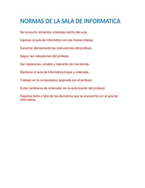 Normas De La Sala De Informatica