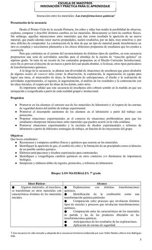 Interacciones Entre Los Materiales Transformaciones Químicas (1)