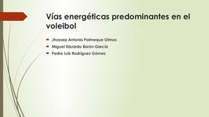 Vías Energéticas Predominantes En El Voleibol (Expo)