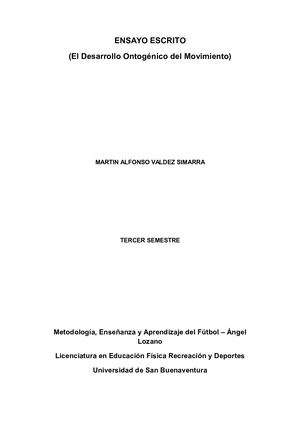 El Desarrollo Ontogénico del Movimiento