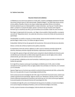 Resumen Historia De La Didáctica