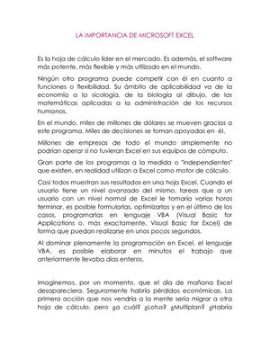 La Importancia De Microsoft Excel